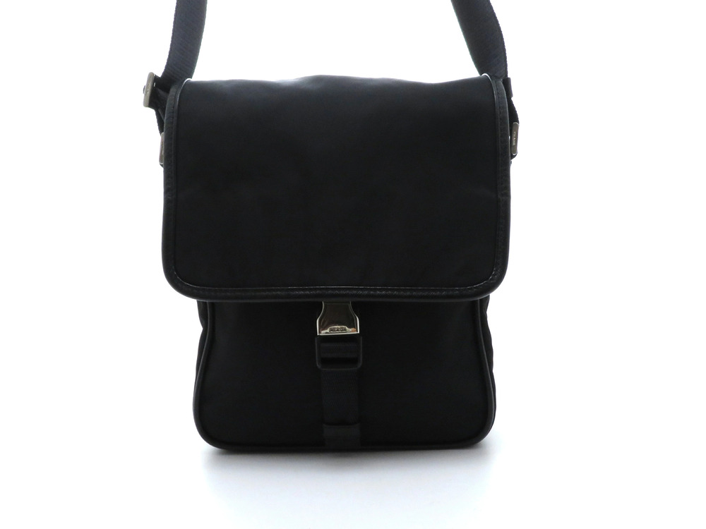 Prada Tessuto Saffiano Leather Shoulder Bag Black